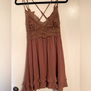 Altar’d State Lace Short Dress Light Mauve Color Size Medium